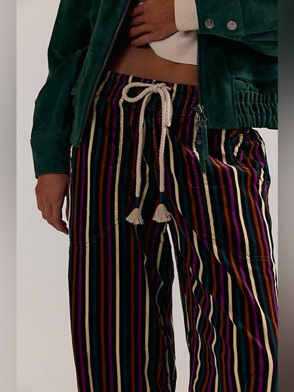 NWT Free People Easy Peasy Printed Pull-On Cord Jeans size Medium $148